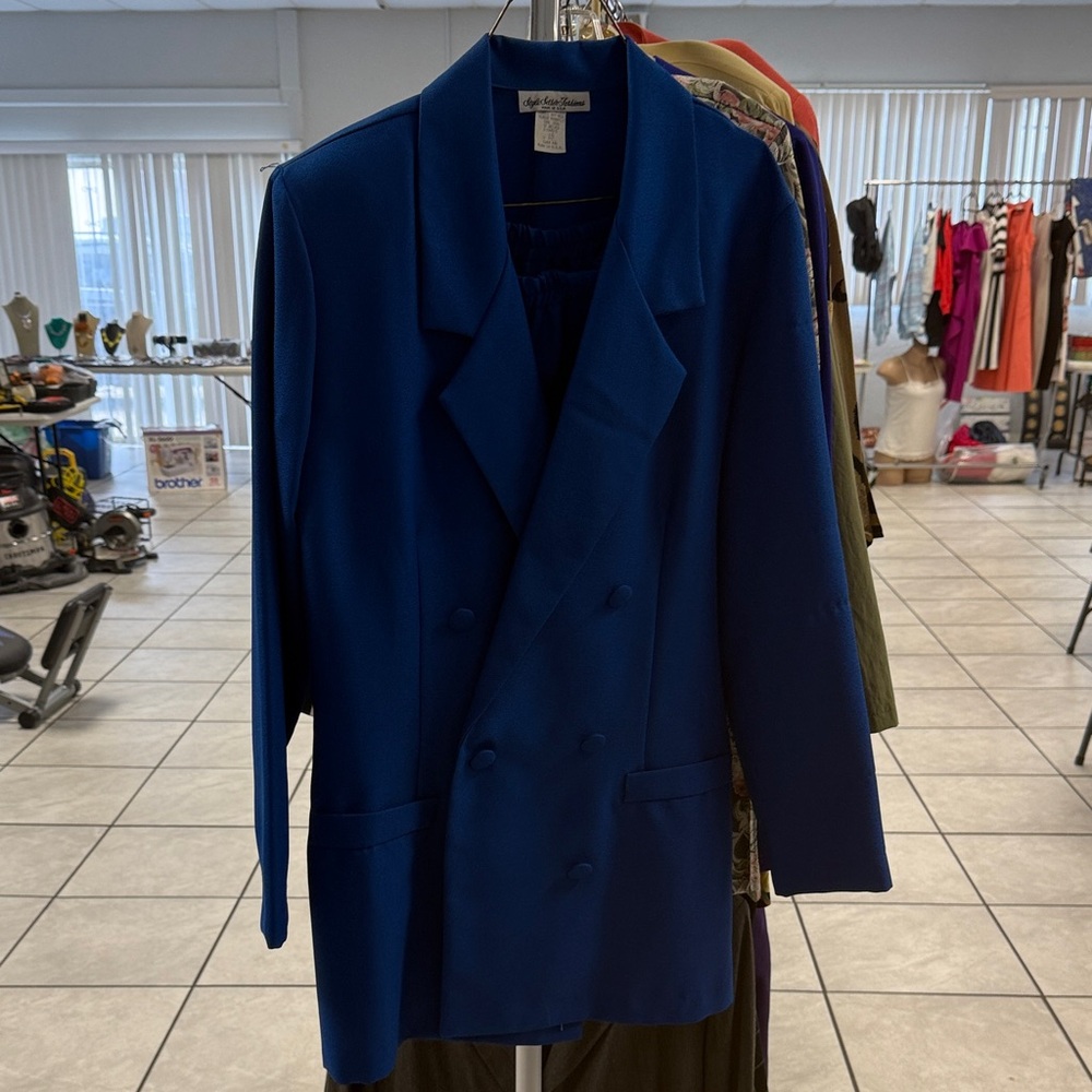 Blue Double-Breasted Blazer